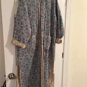 Orvis Blue and Beige Quilted Reversible Coat